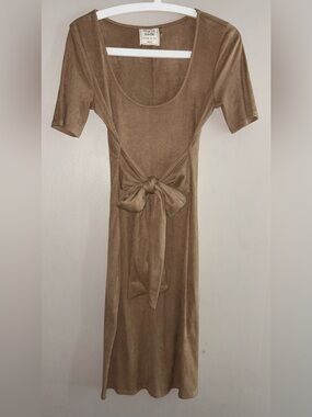 Style Rack Scoop-Neck Tie-Waist Dress - Brown